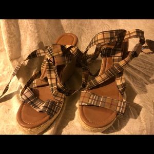 Matty Plaid Tie Up Platform Sandals